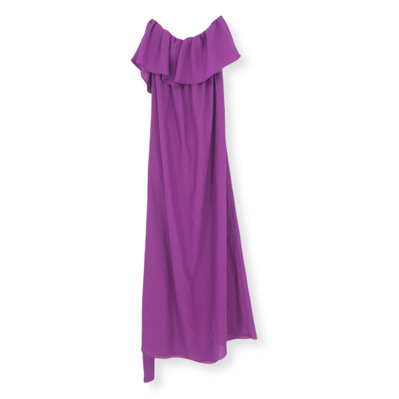FOREVER 21 Maxi Dress Strapless Ruffled Trim Elastic Waist Purple Small - Picture 2 of 7